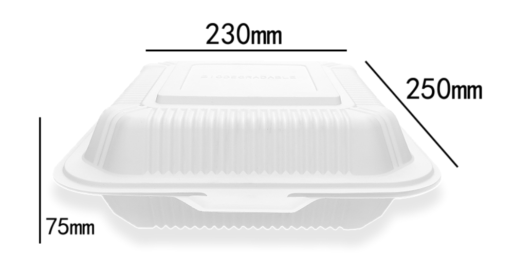 9inch 3 compartments Cornstarch Clamshell