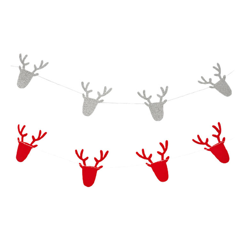 Wholesale Custom Paper Deer Christmas Bunting Printable Holiday Party Decor for Xmas Festivities