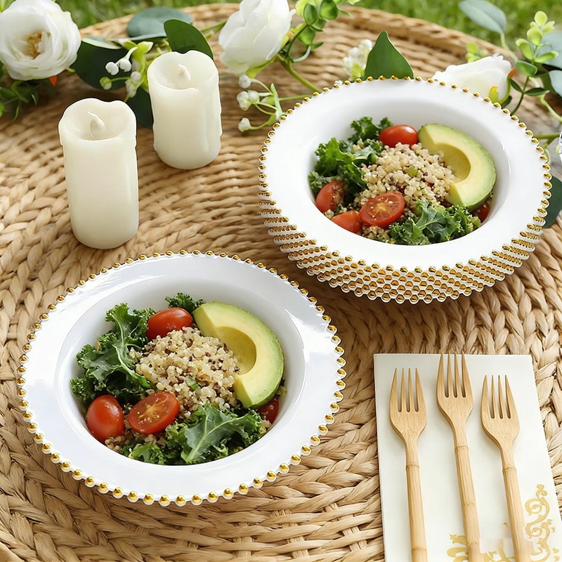 beaded gold rim disposable Bowl